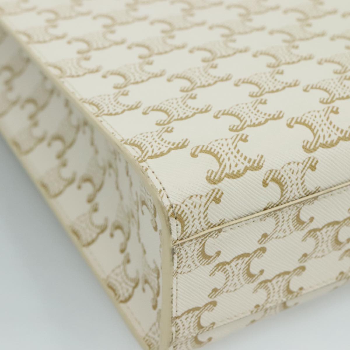 CELINE Triomphe Small Vertical Cabas Tote Bag PVC Leather 2way White Auth 95139SM