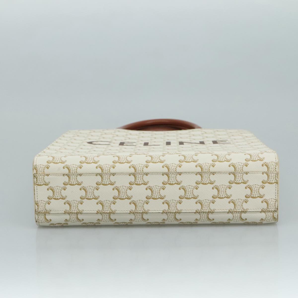 CELINE Triomphe Small Vertical Cabas Tote Bag PVC Leather 2way White Auth 95139SM