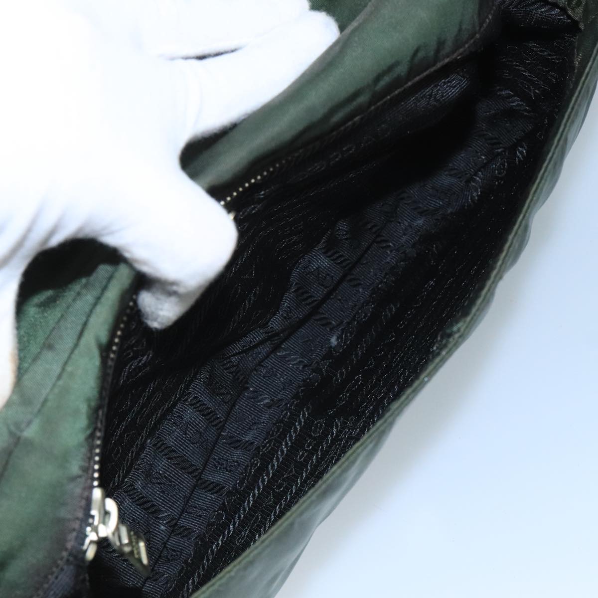 PRADA Shoulder Bag Nylon Green Auth 95145