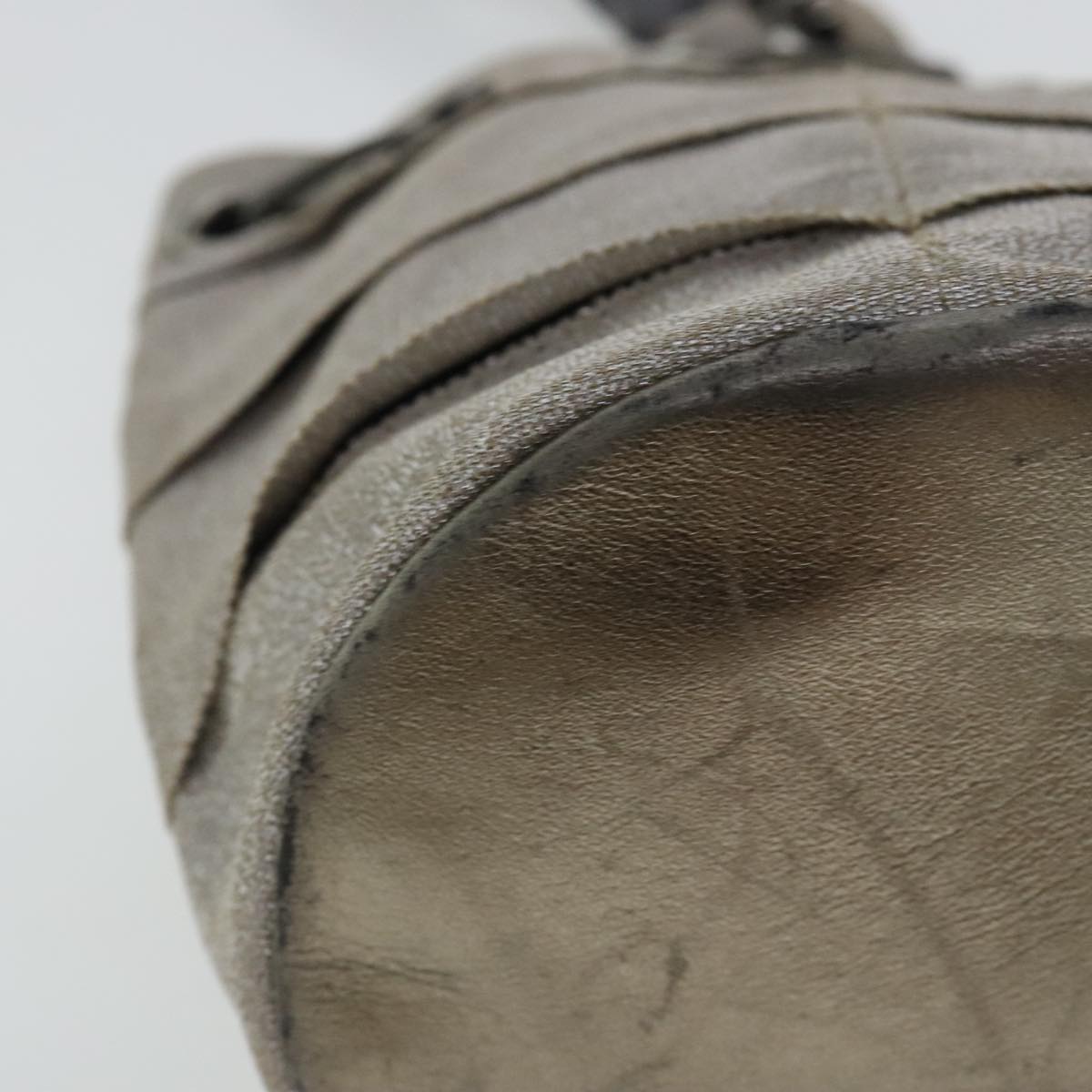 Salvatore Ferragamo Chain Hand Bag Canvas Silver Auth 95158