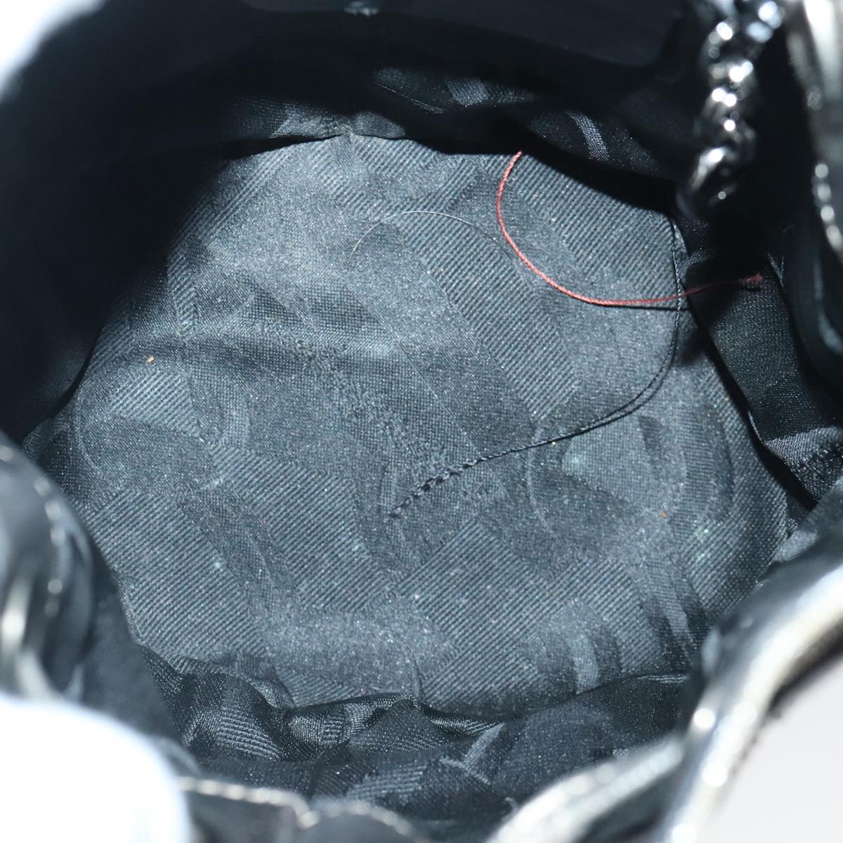 Salvatore Ferragamo Chain Hand Bag Canvas Silver Auth 95158