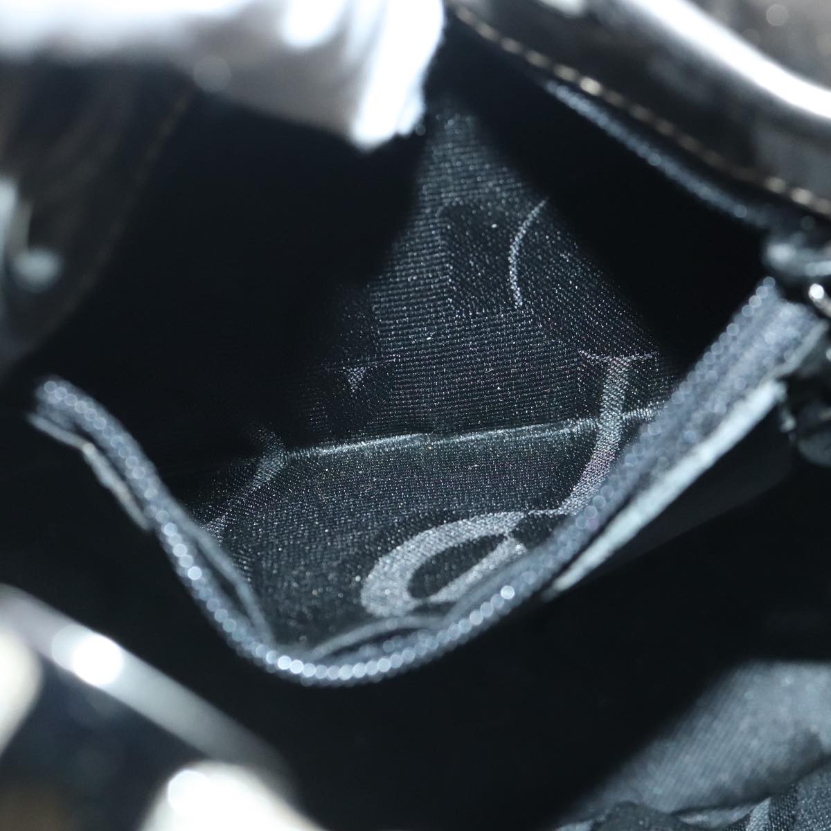 Salvatore Ferragamo Chain Hand Bag Canvas Silver Auth 95158