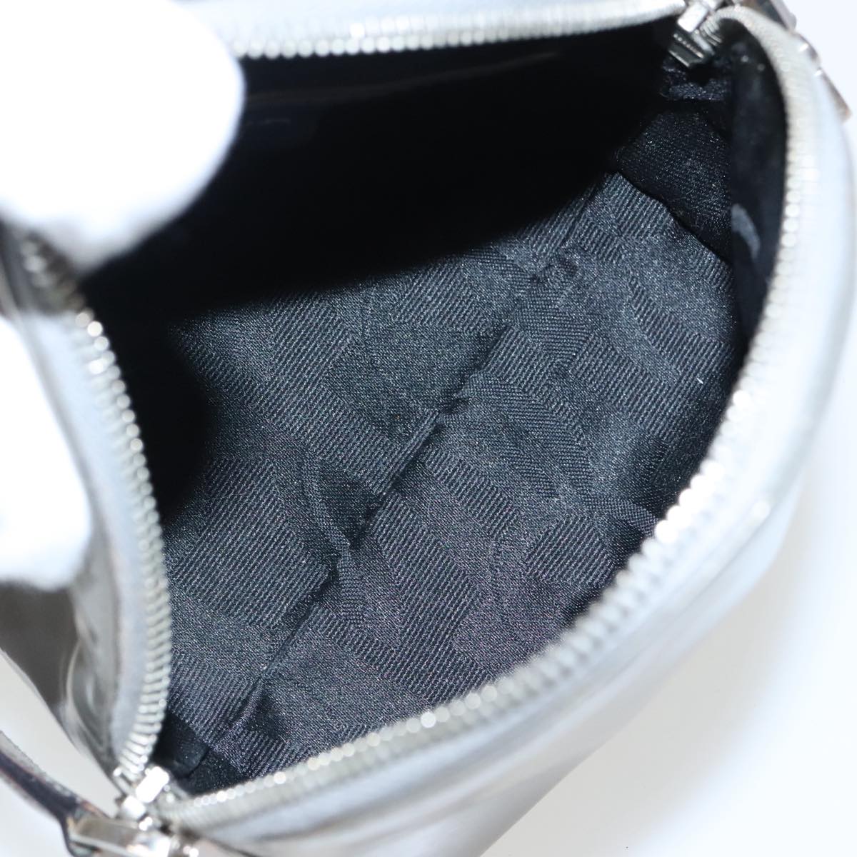 Salvatore Ferragamo Gancini Hand Bag Enamel Silver Auth 95159