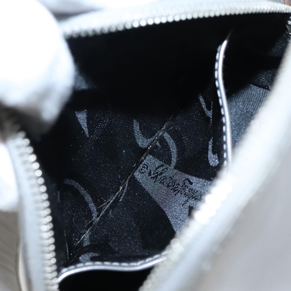 Salvatore Ferragamo Gancini Hand Bag Enamel Silver Auth 95159