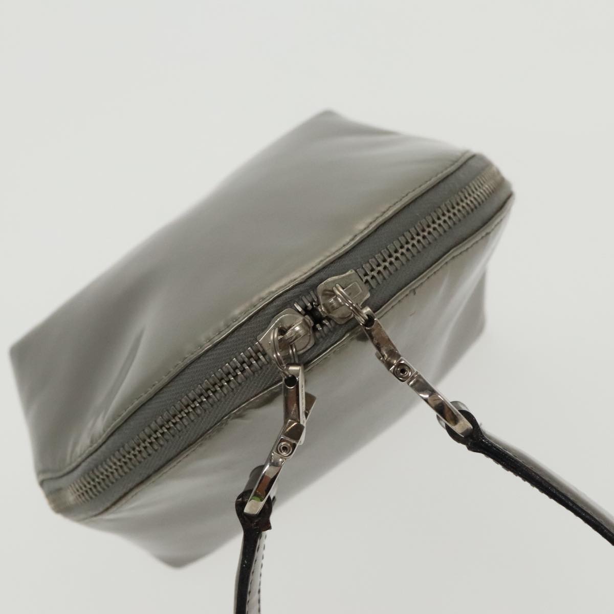 Salvatore Ferragamo Gancini Hand Bag Enamel Silver Auth 95159