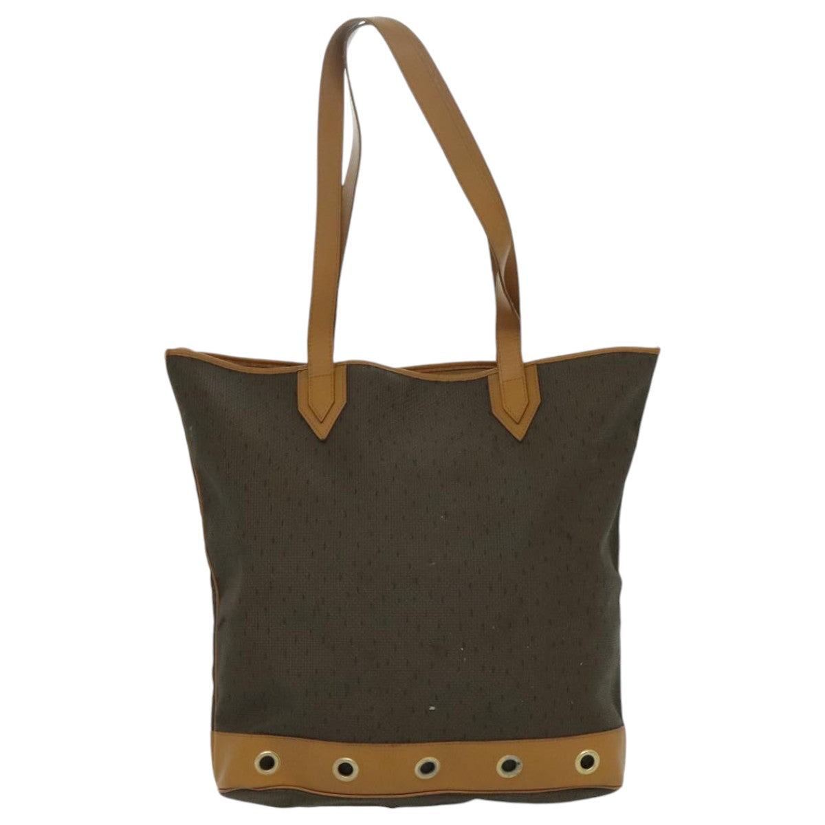 SAINT LAURENT Tote Bag Canvas Gold Brown Auth 95163