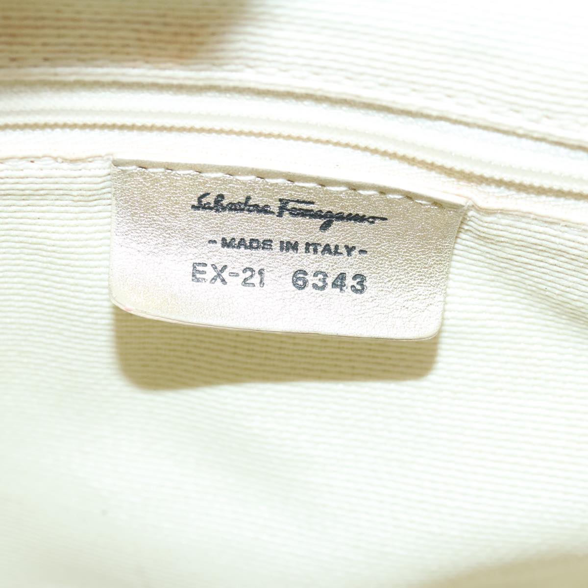 Salvatore Ferragamo Gancini Hand Bag Canvas Beige Gold Auth 95165