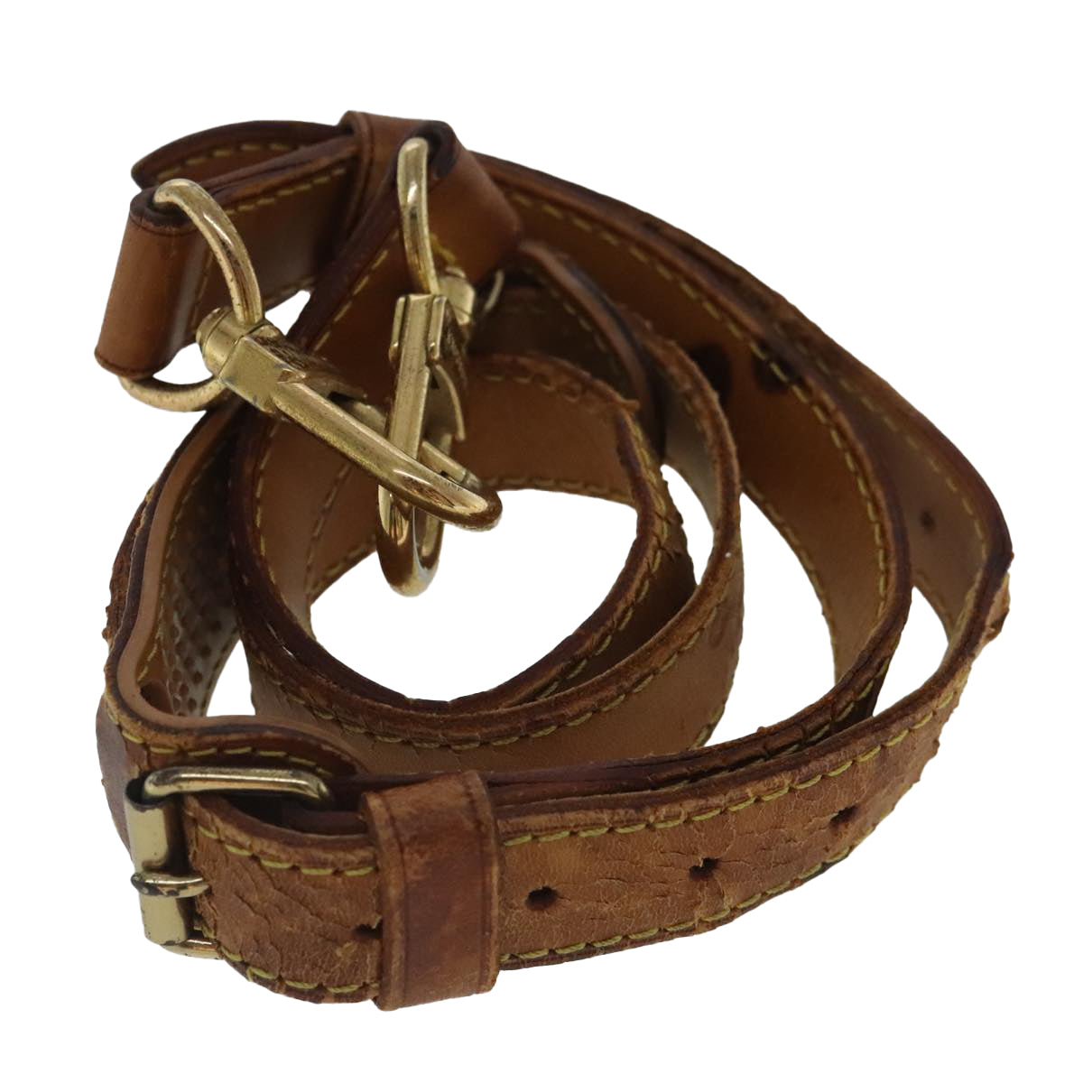 LOUIS VUITTON Adjustable Shoulder Strap Leather 32.3""""""""-39.4"""""""" Beige Auth 95321