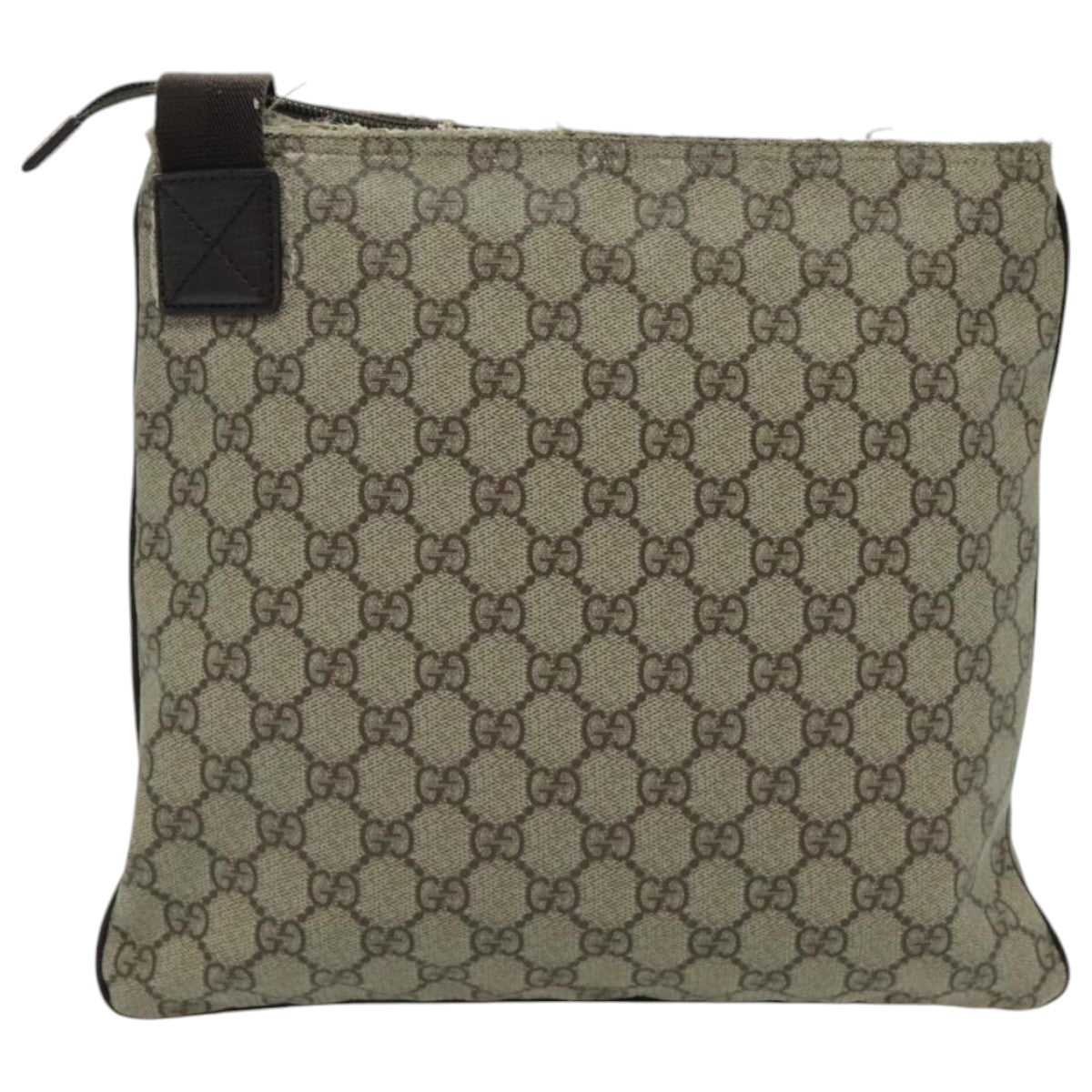 GUCCI GG Supreme Shoulder Bag PVC Leather Beige Brown Silver 141626 Auth 95328