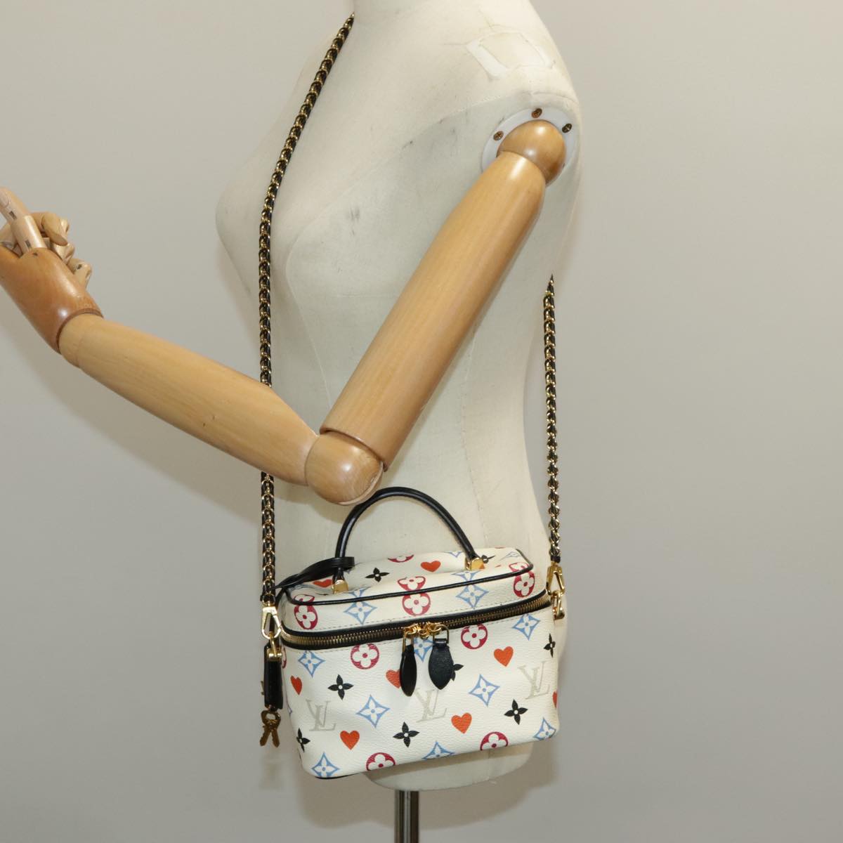 LOUIS VUITTON Monogram Game On Vanity PM Hand Bag White M57458 LV Auth 95384SA
