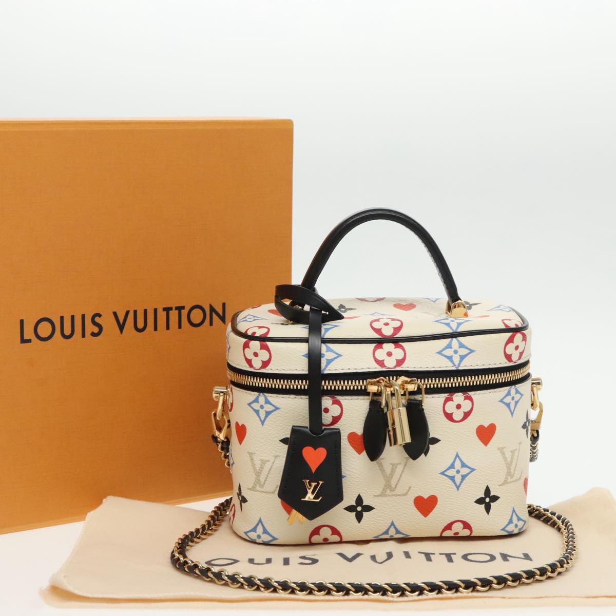 LOUIS VUITTON Monogram Game On Vanity PM Hand Bag White M57458 LV Auth 95387SM