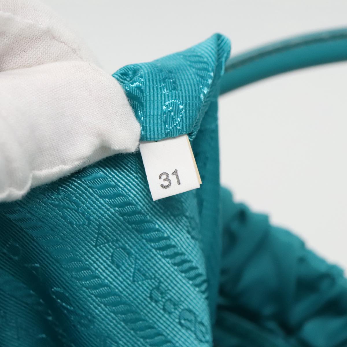 PRADA Hand Bag Nylon 2way Turquoise Blue Silver Auth 95390V