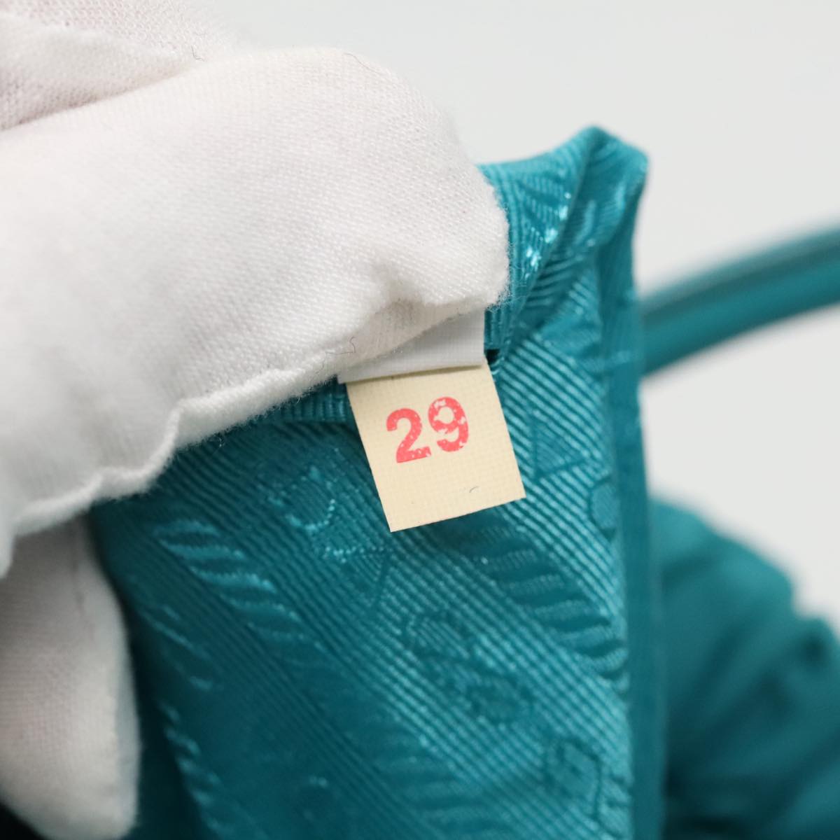 PRADA Hand Bag Nylon 2way Turquoise Blue Silver Auth 95390V