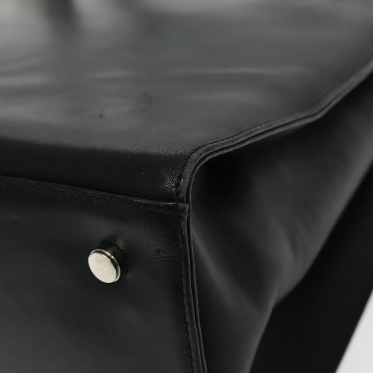 Salvatore Ferragamo Gancini Tote Bag Leather Black Silver Auth 95430