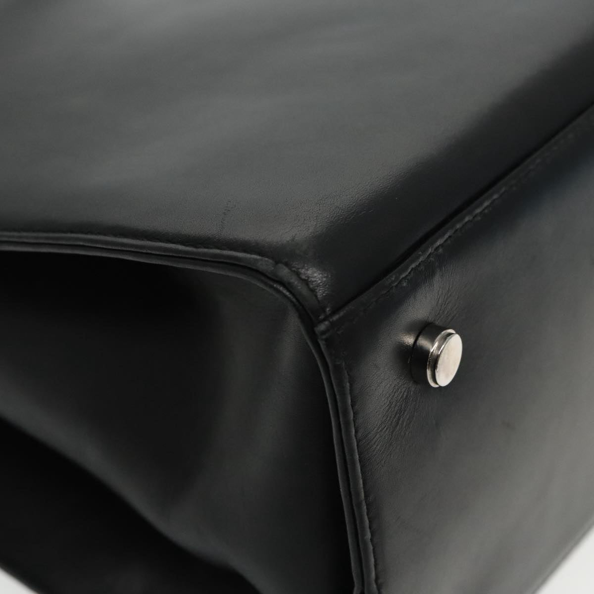 Salvatore Ferragamo Gancini Tote Bag Leather Black Silver Auth 95430