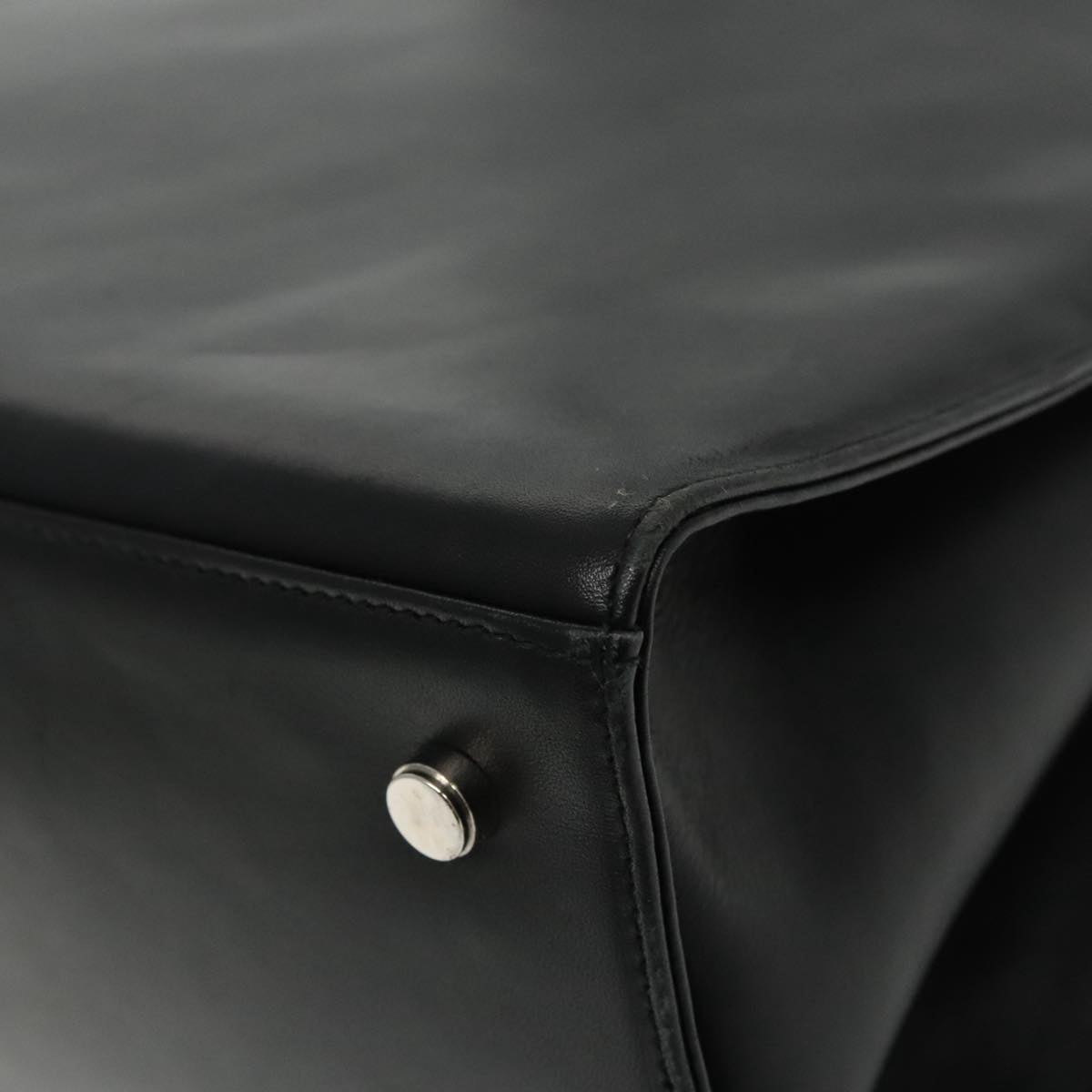 Salvatore Ferragamo Gancini Tote Bag Leather Black Silver Auth 95430