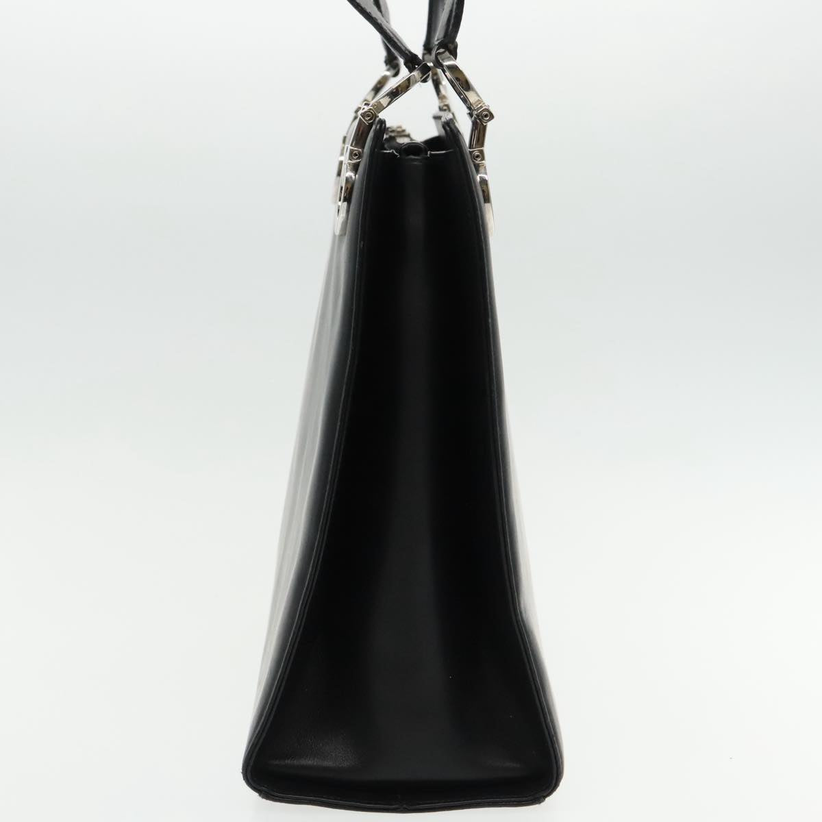 Salvatore Ferragamo Gancini Tote Bag Leather Black Silver Auth 95430