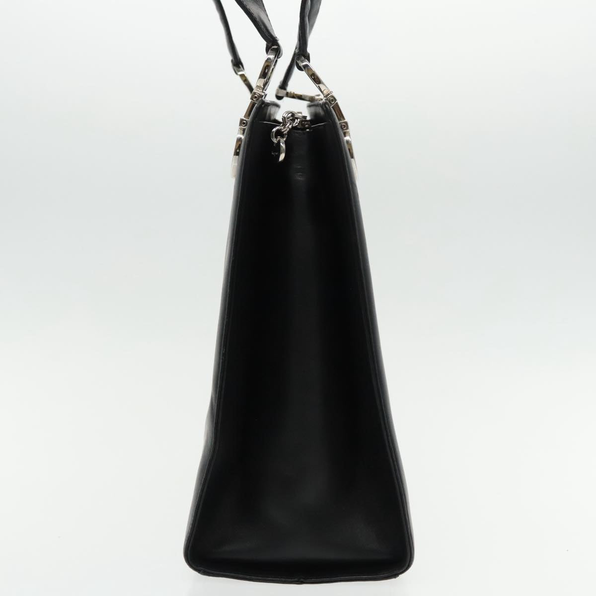 Salvatore Ferragamo Gancini Tote Bag Leather Black Silver Auth 95430