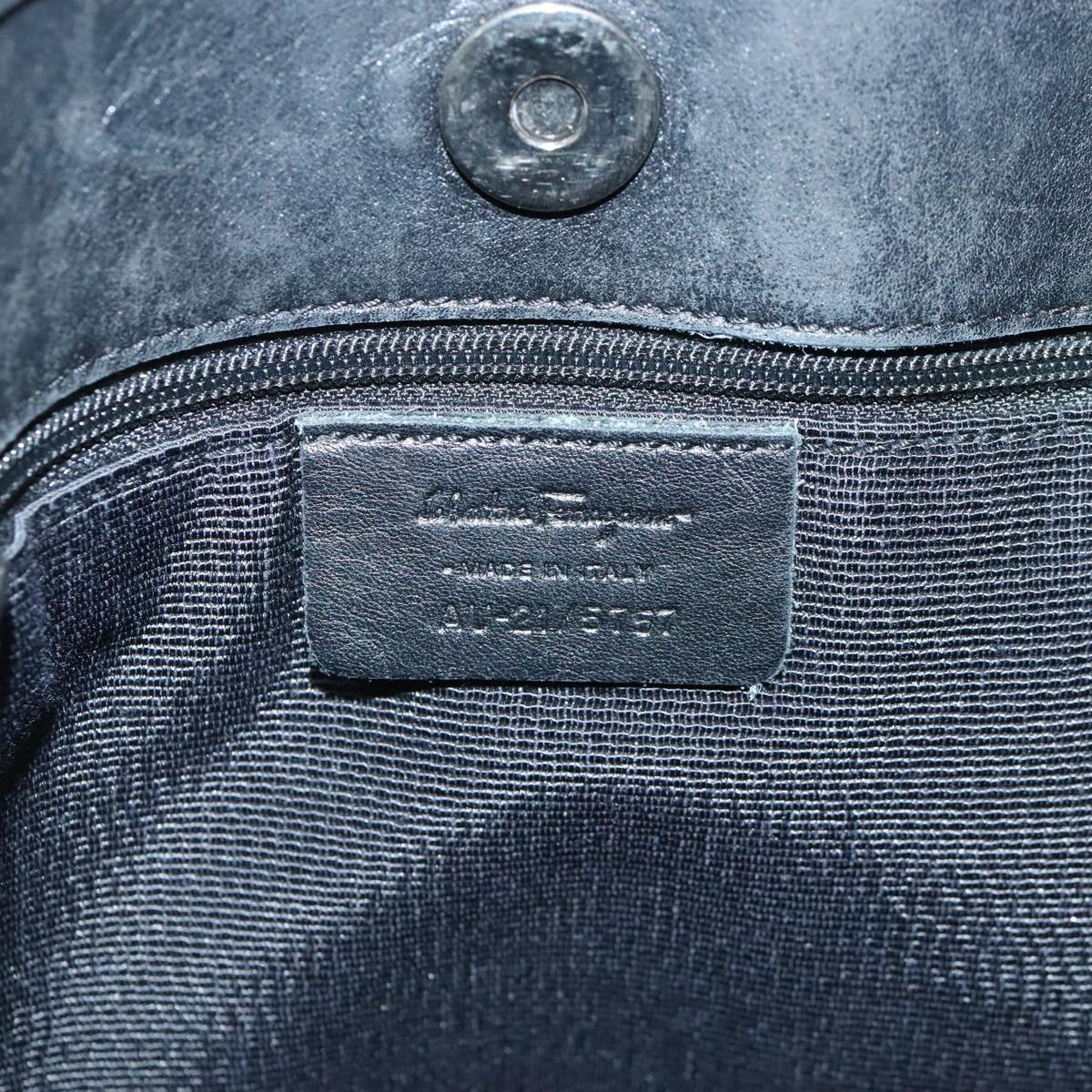 Salvatore Ferragamo Gancini Tote Bag Canvas Black Silver Auth 95511