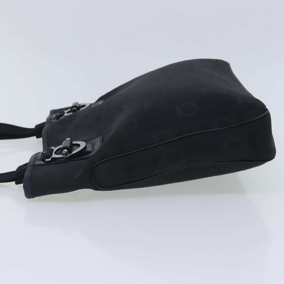 Salvatore Ferragamo Gancini Tote Bag Canvas Black Silver Auth 95511