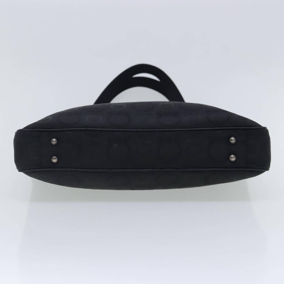 Salvatore Ferragamo Gancini Tote Bag Canvas Black Silver Auth 95511