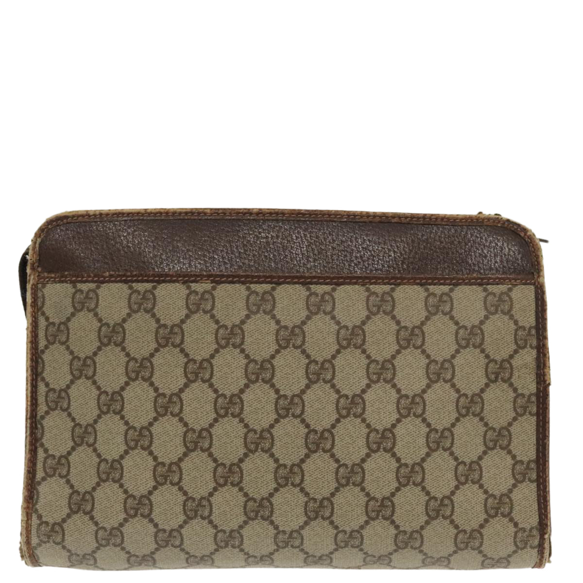 GUCCI GG Supreme Clutch Bag PVC Beige 97 01 037 Auth 95525