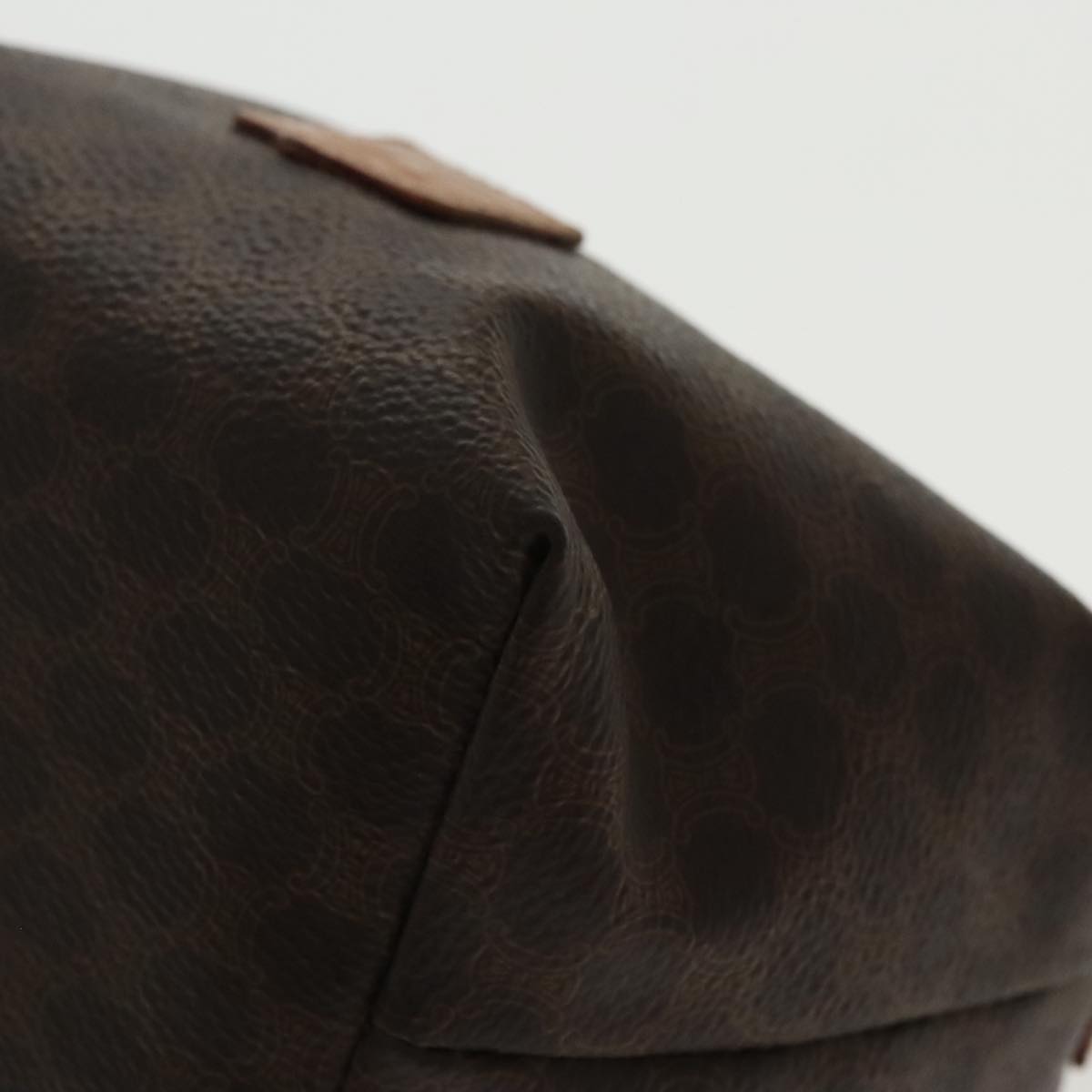 CELINE Macadam Canvas Hand Bag PVC Leather Gold Brown Auth 95581