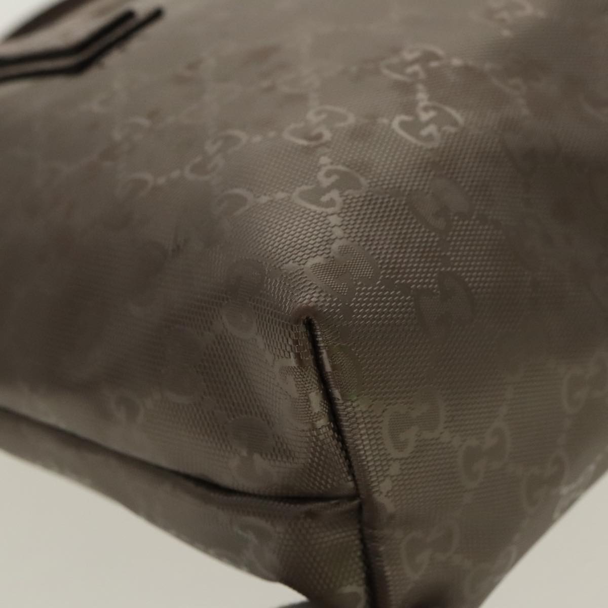 GUCCI GG implementation Tote Bag Silver Metallic 211138 Auth 95586