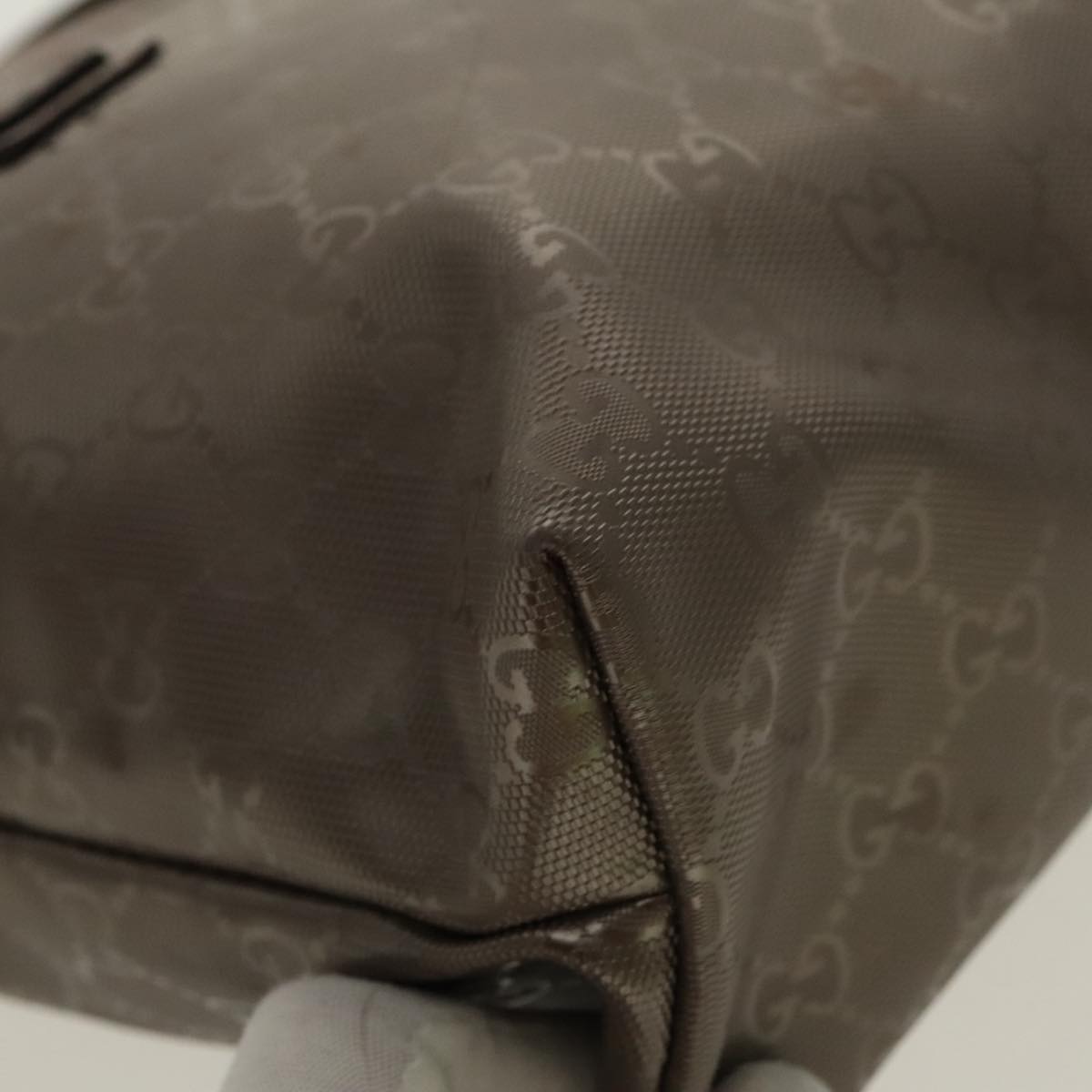 GUCCI GG implementation Tote Bag Silver Metallic 211138 Auth 95586
