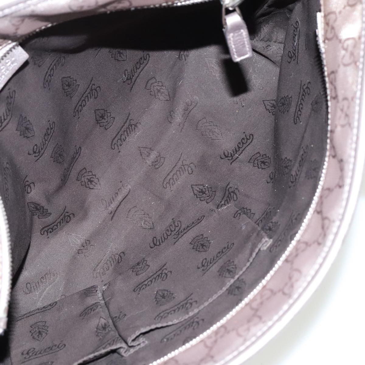 GUCCI GG implementation Tote Bag Silver Metallic 211138 Auth 95586