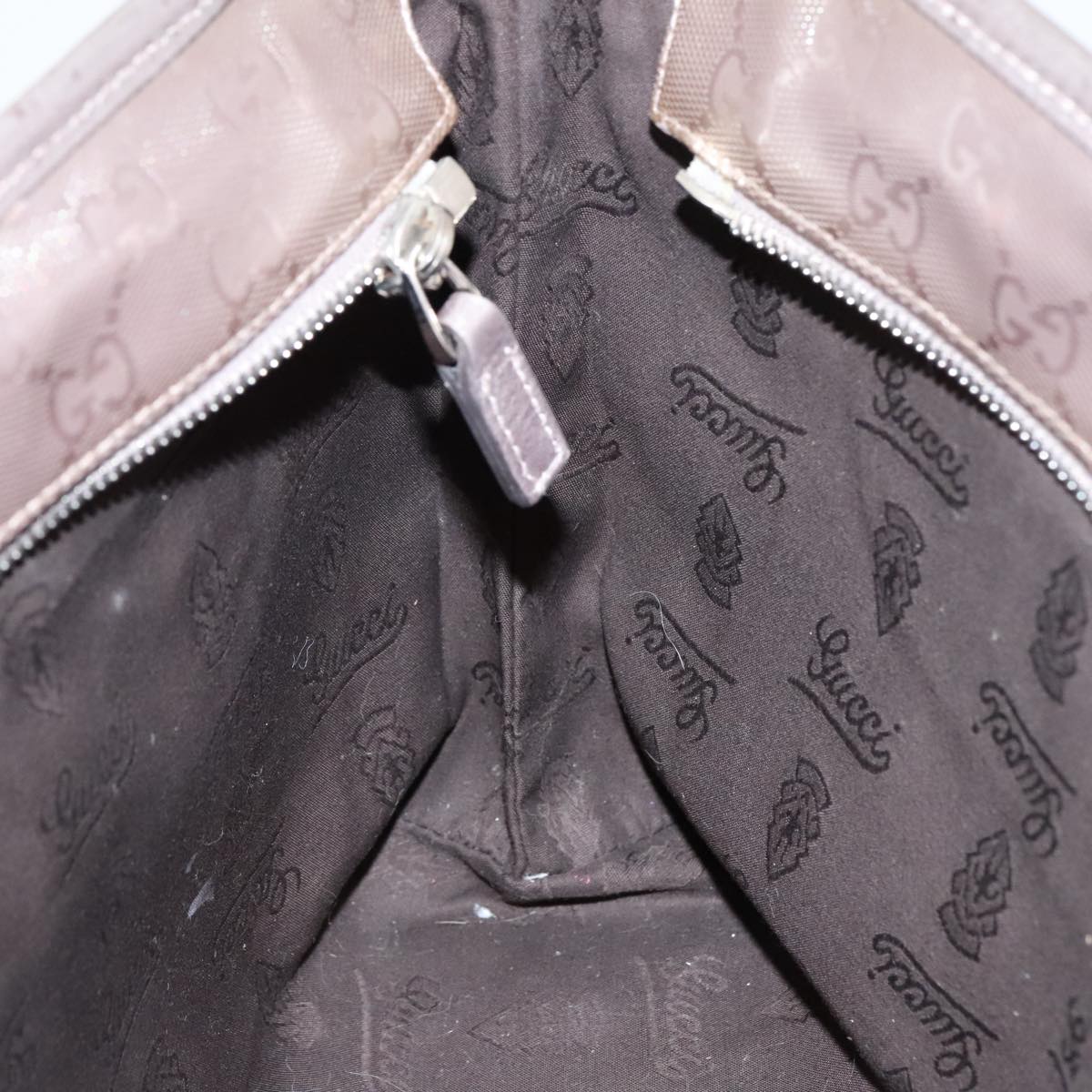 GUCCI GG implementation Tote Bag Silver Metallic 211138 Auth 95586