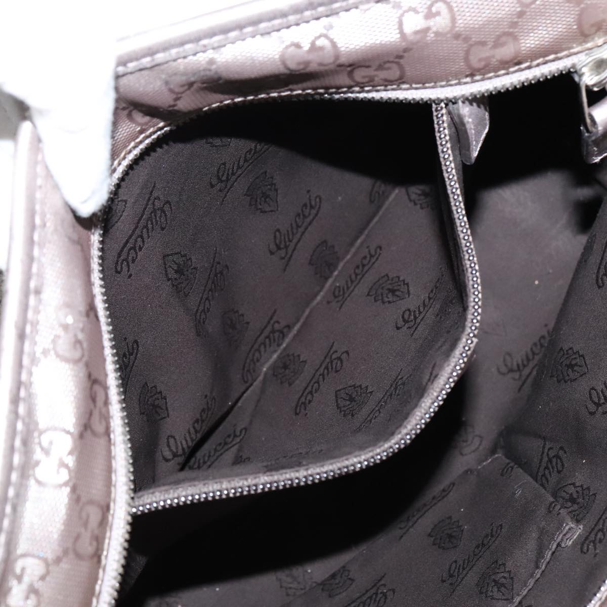 GUCCI GG implementation Tote Bag Silver Metallic 211138 Auth 95586