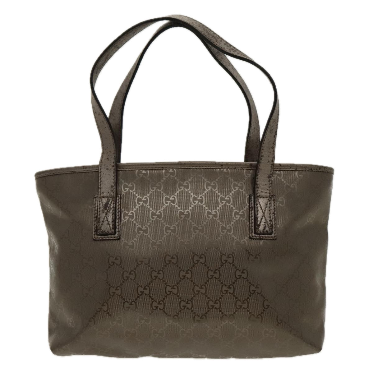 GUCCI GG implementation Tote Bag Silver Metallic 211138 Auth 95586