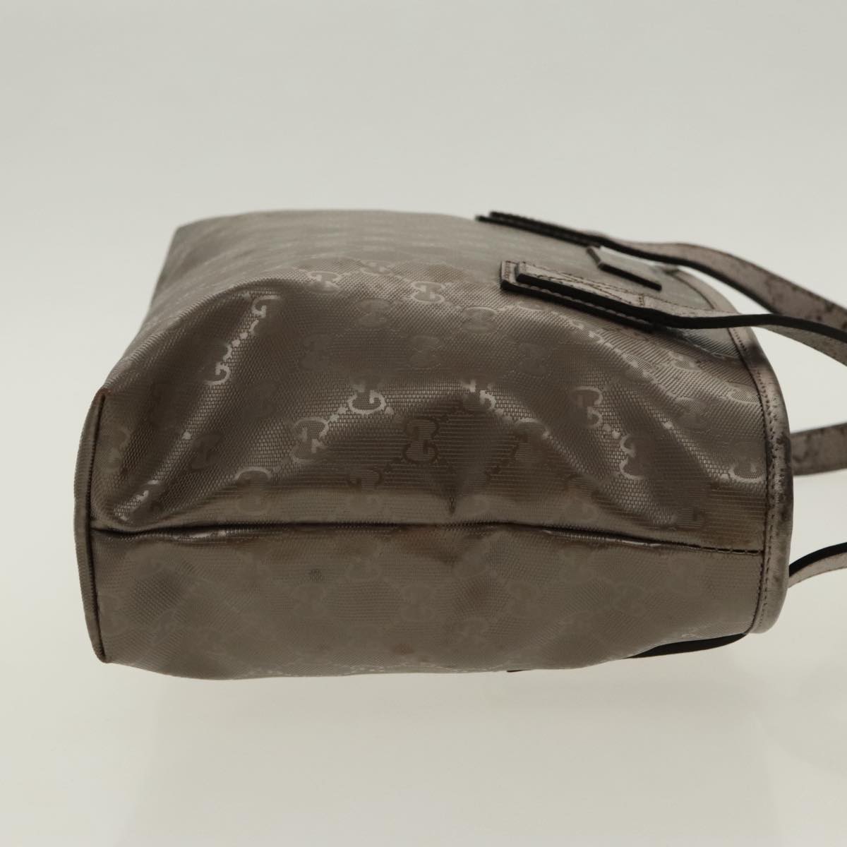 GUCCI GG implementation Tote Bag Silver Metallic 211138 Auth 95586
