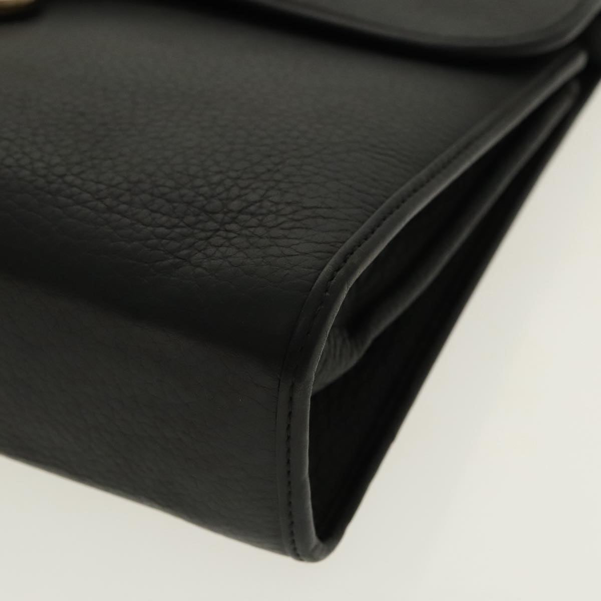 Christian Dior Hand Bag Leather Black Gold Auth 95744