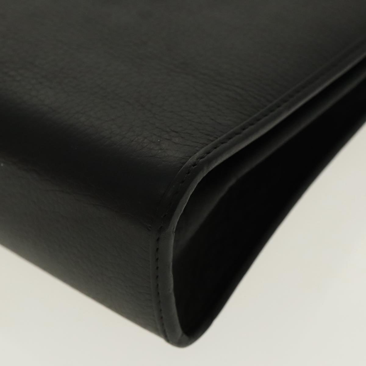 Christian Dior Hand Bag Leather Black Gold Auth 95744