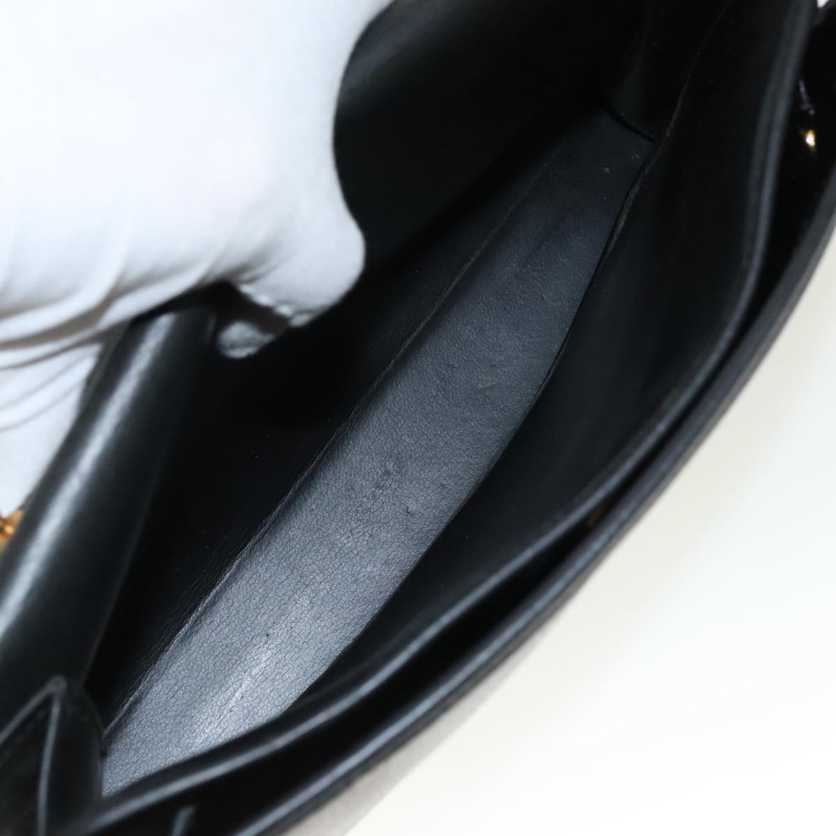 Christian Dior Hand Bag Leather Black Gold Auth 95744