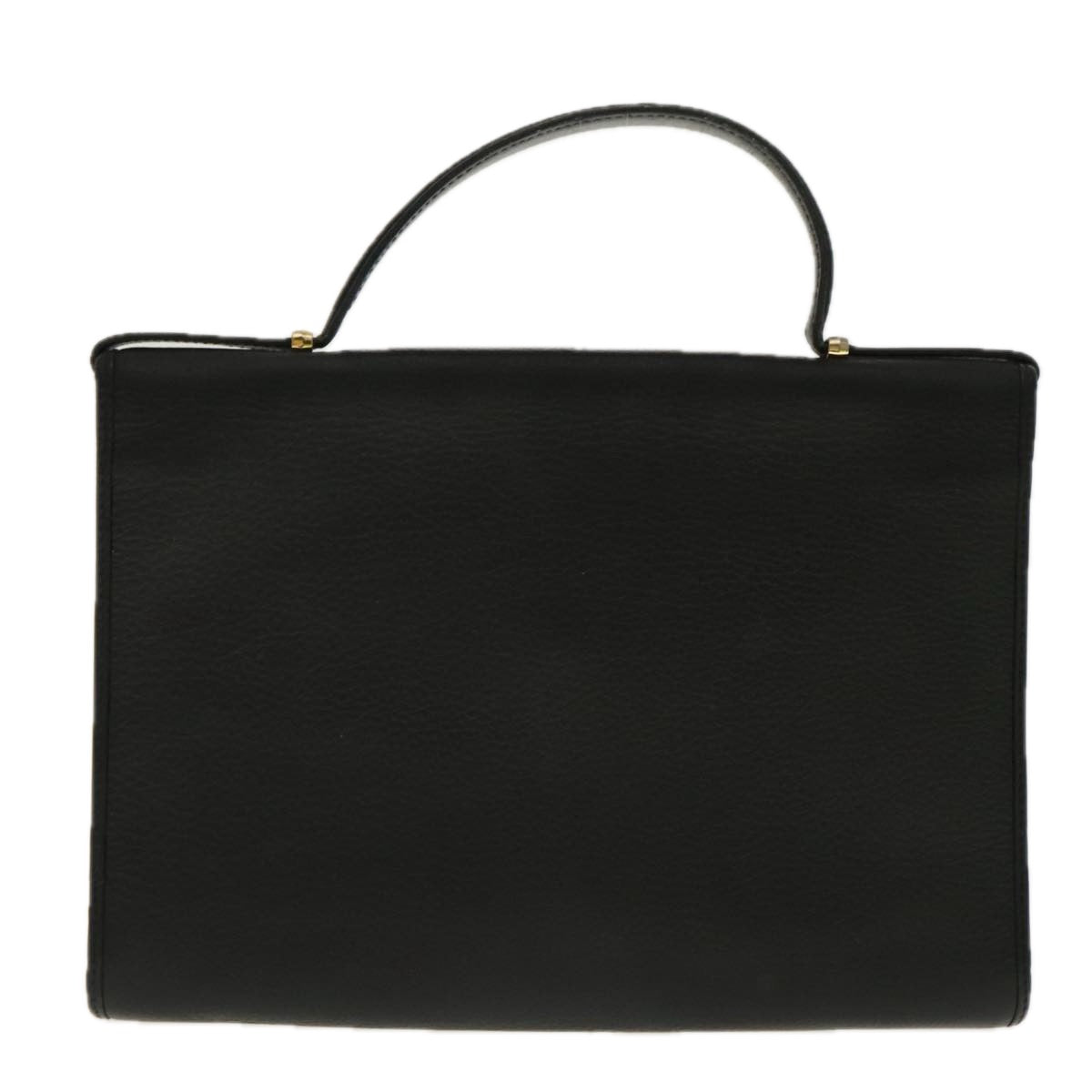 Christian Dior Hand Bag Leather Black Gold Auth 95744