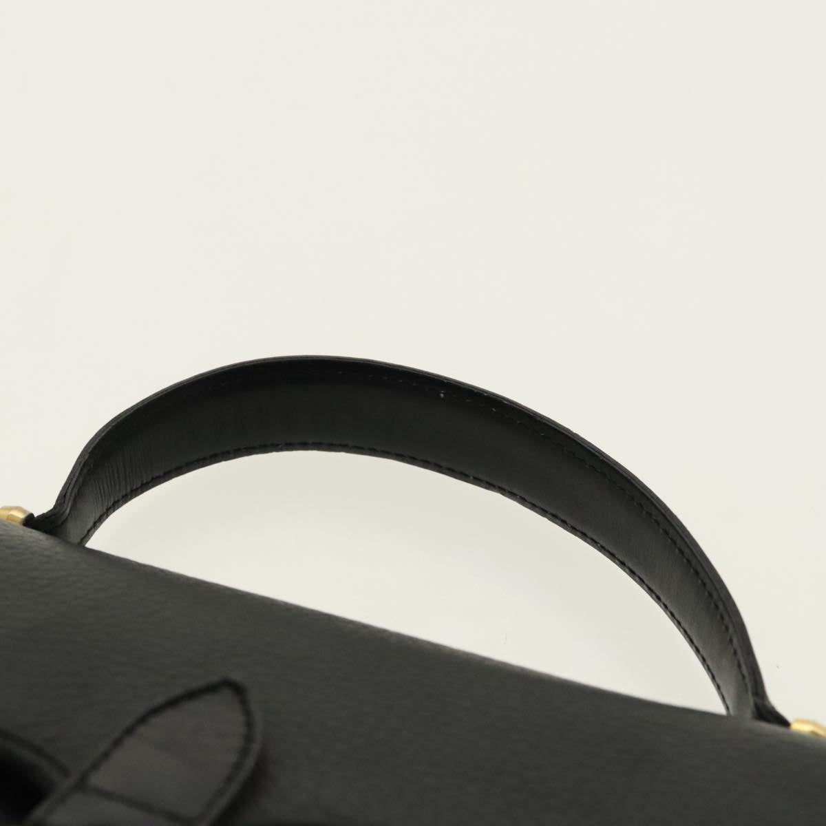 Christian Dior Hand Bag Leather Black Gold Auth 95744