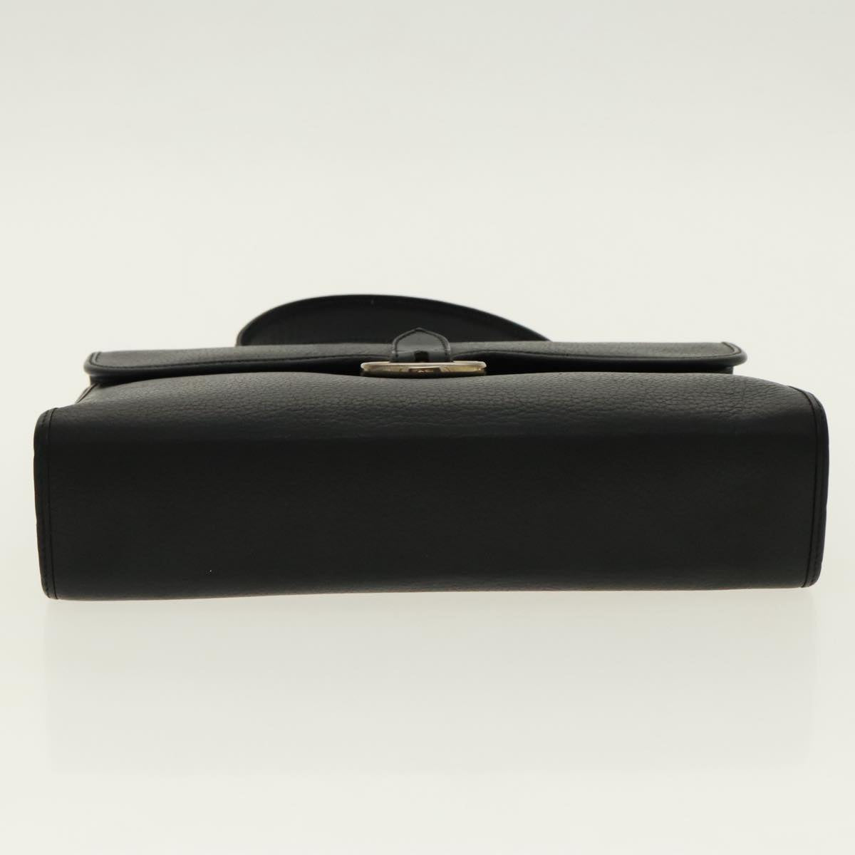 Christian Dior Hand Bag Leather Black Gold Auth 95744