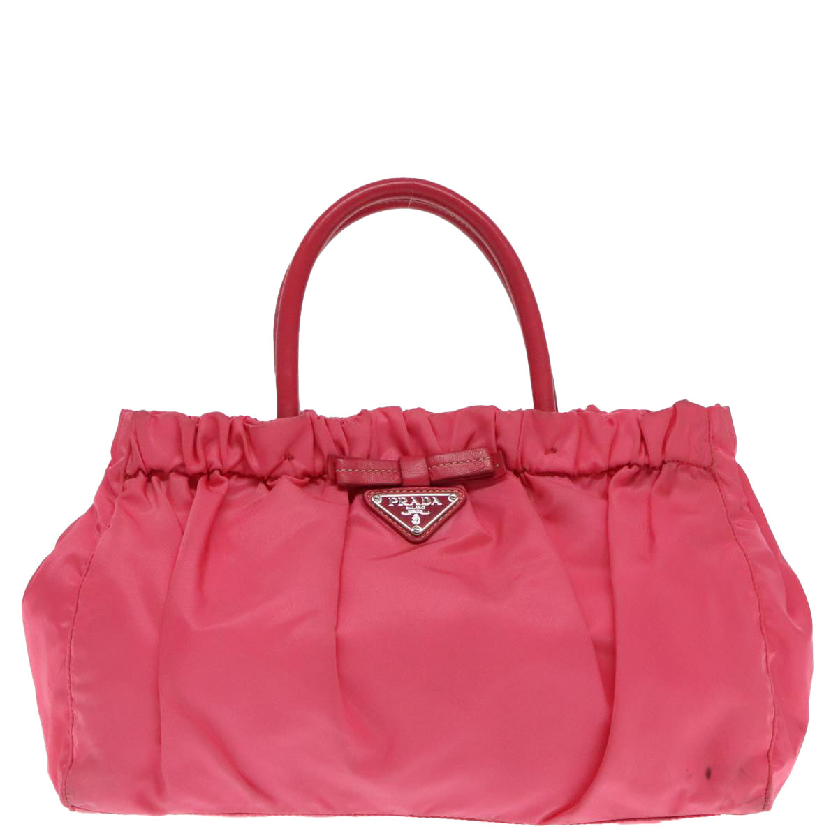 PRADA Hand Bag Nylon 2way Pink Silver Auth 95918