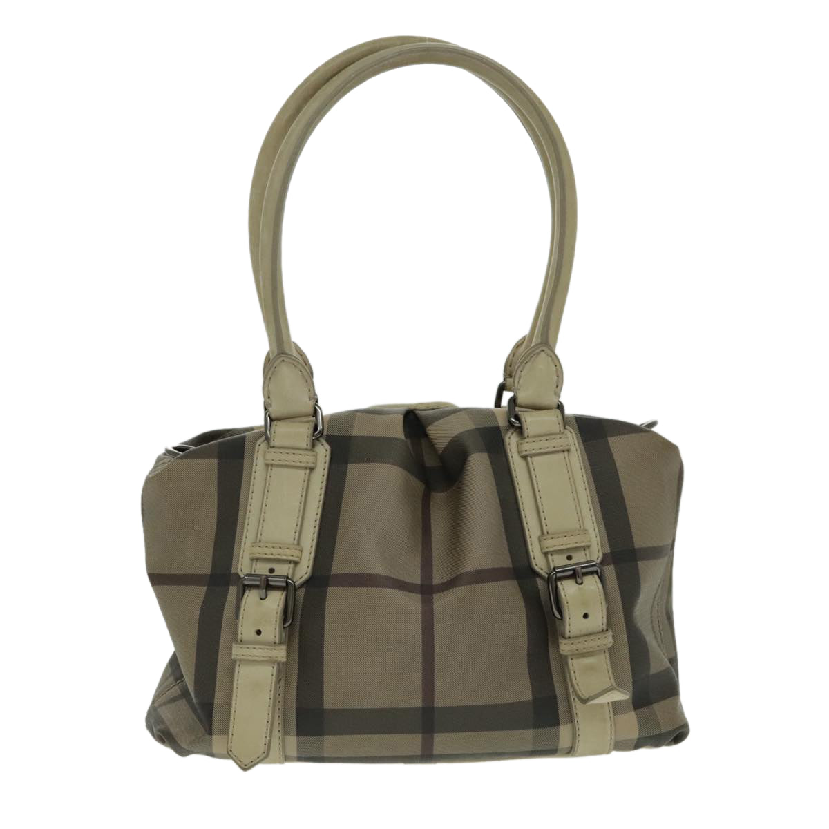 BURBERRY Nova Check Hand Bag PVC 2way Beige Auth 96223