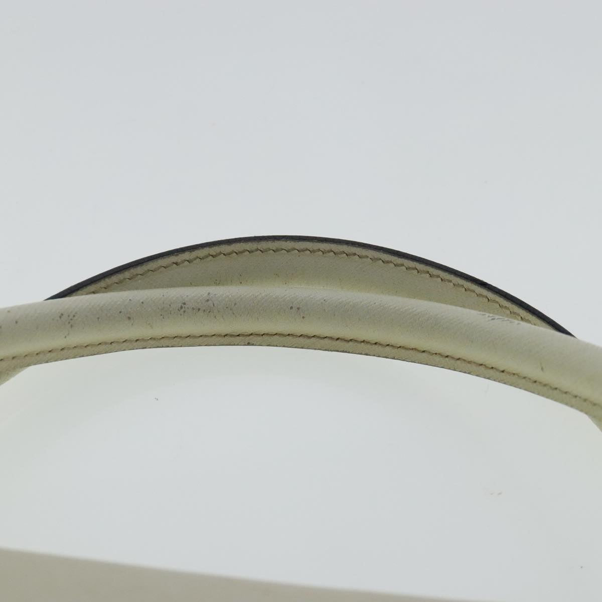 Salvatore Ferragamo Gancini Hand Bag Leather White Silver Auth 96226