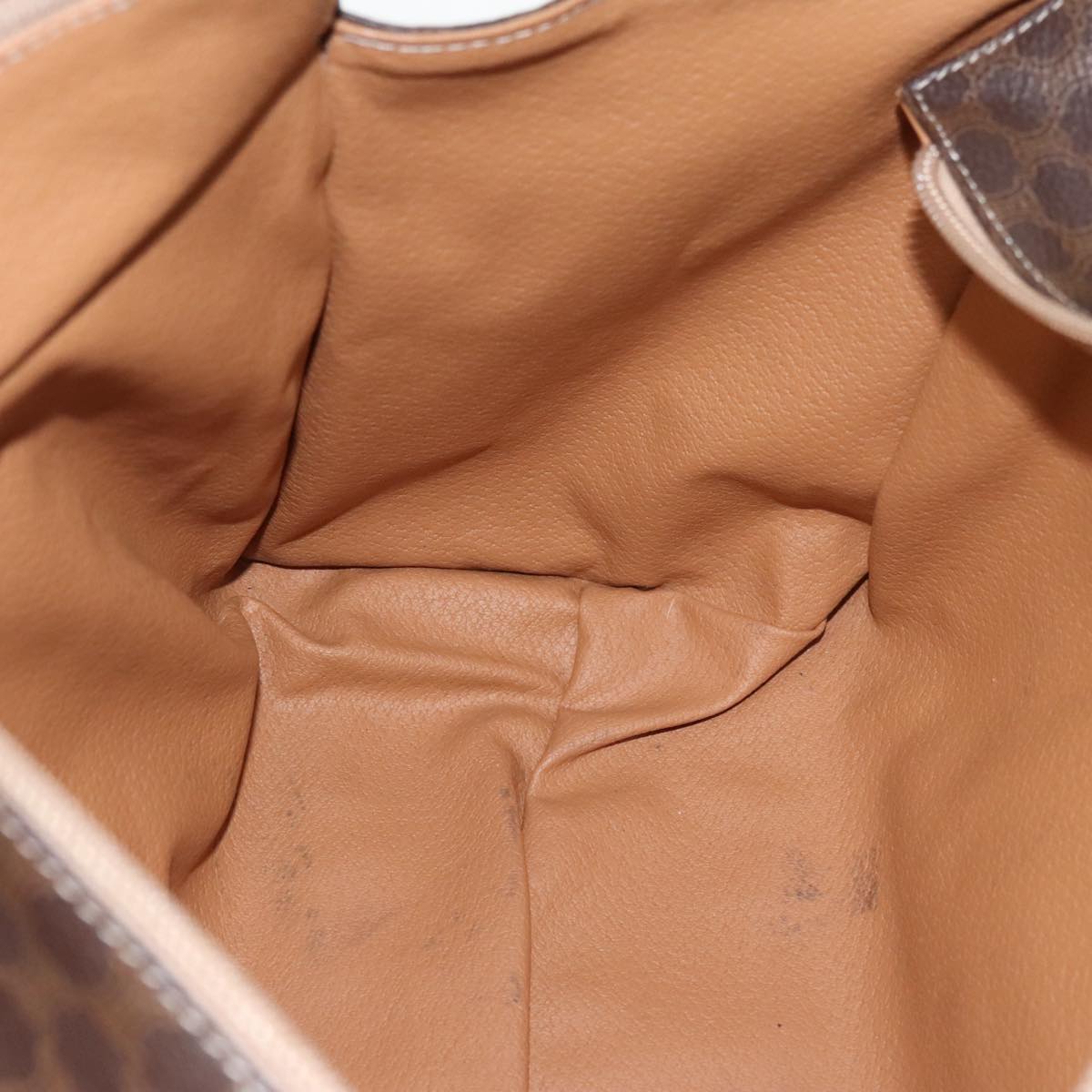 CELINE Macadam Canvas Tote Bag PVC Leather Brown Gold Auth 96231