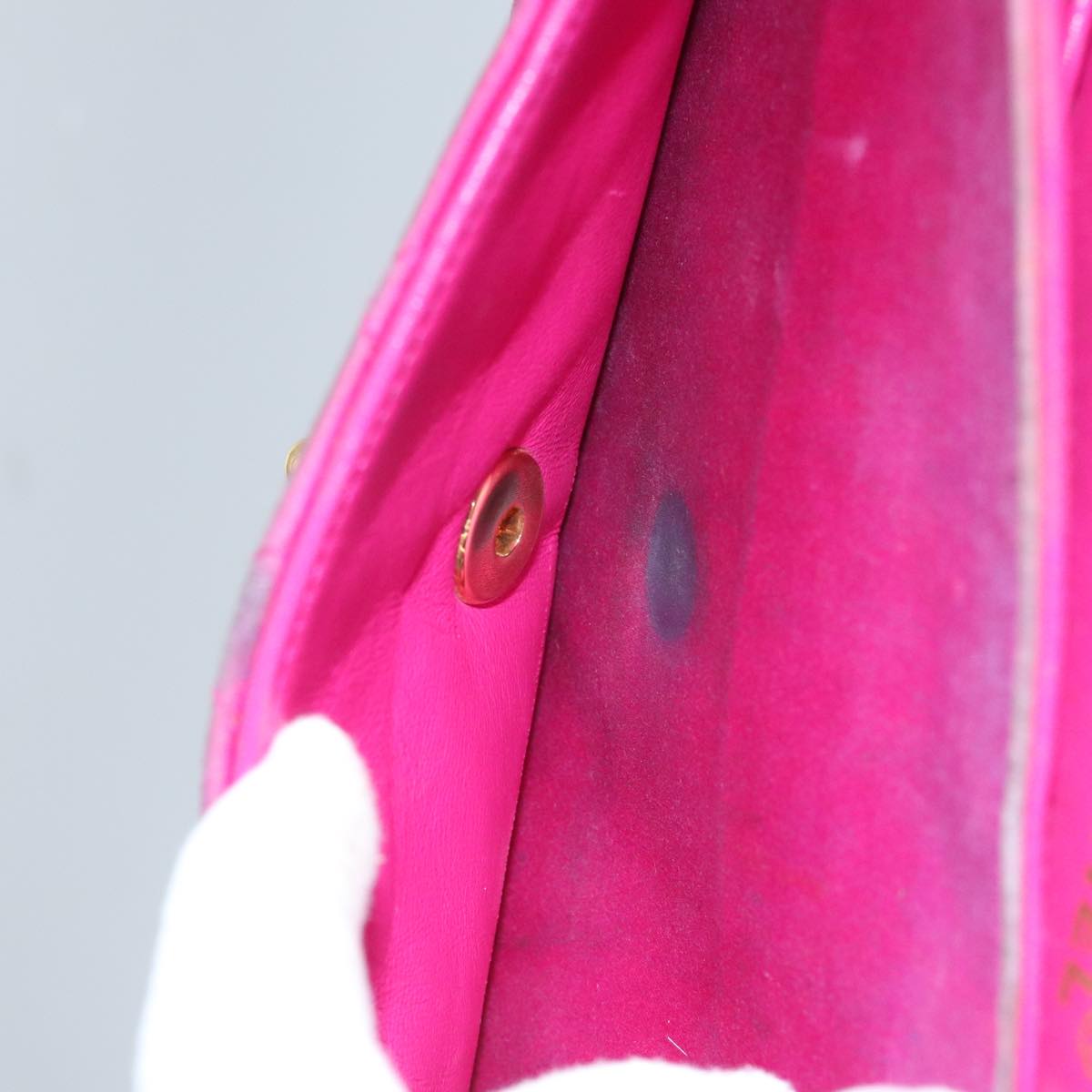 CHANEL Matelasse Chain Shoulder Bag Satin Gold Pink CC Auth 96601