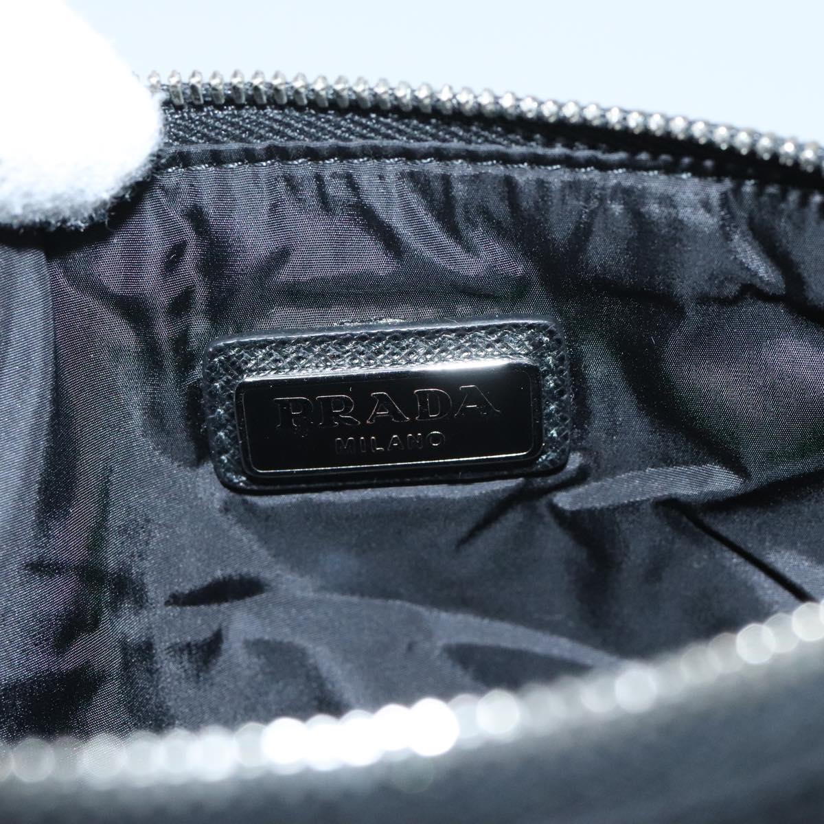 PRADA Clutch Bag Nylon Black Silver Auth 96653V