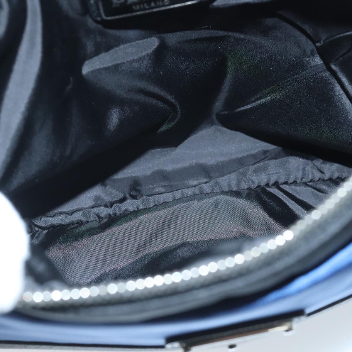 PRADA Clutch Bag Nylon Black Silver Auth 96653V