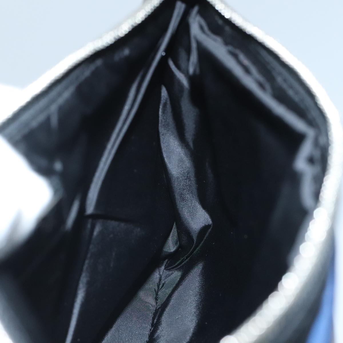 PRADA Clutch Bag Nylon Black Silver Auth 96653V