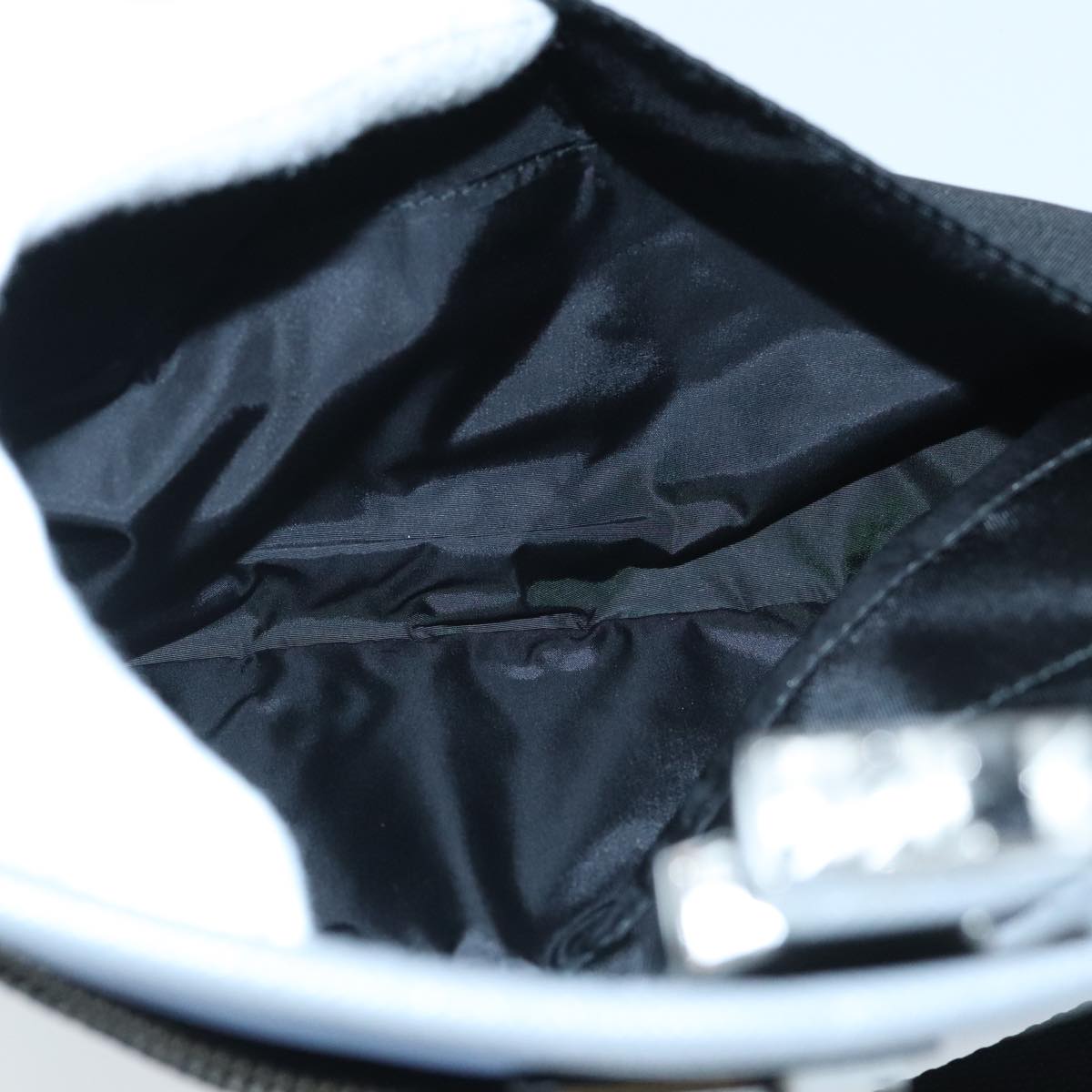 PRADA Clutch Bag Nylon Black Silver Auth 96653V