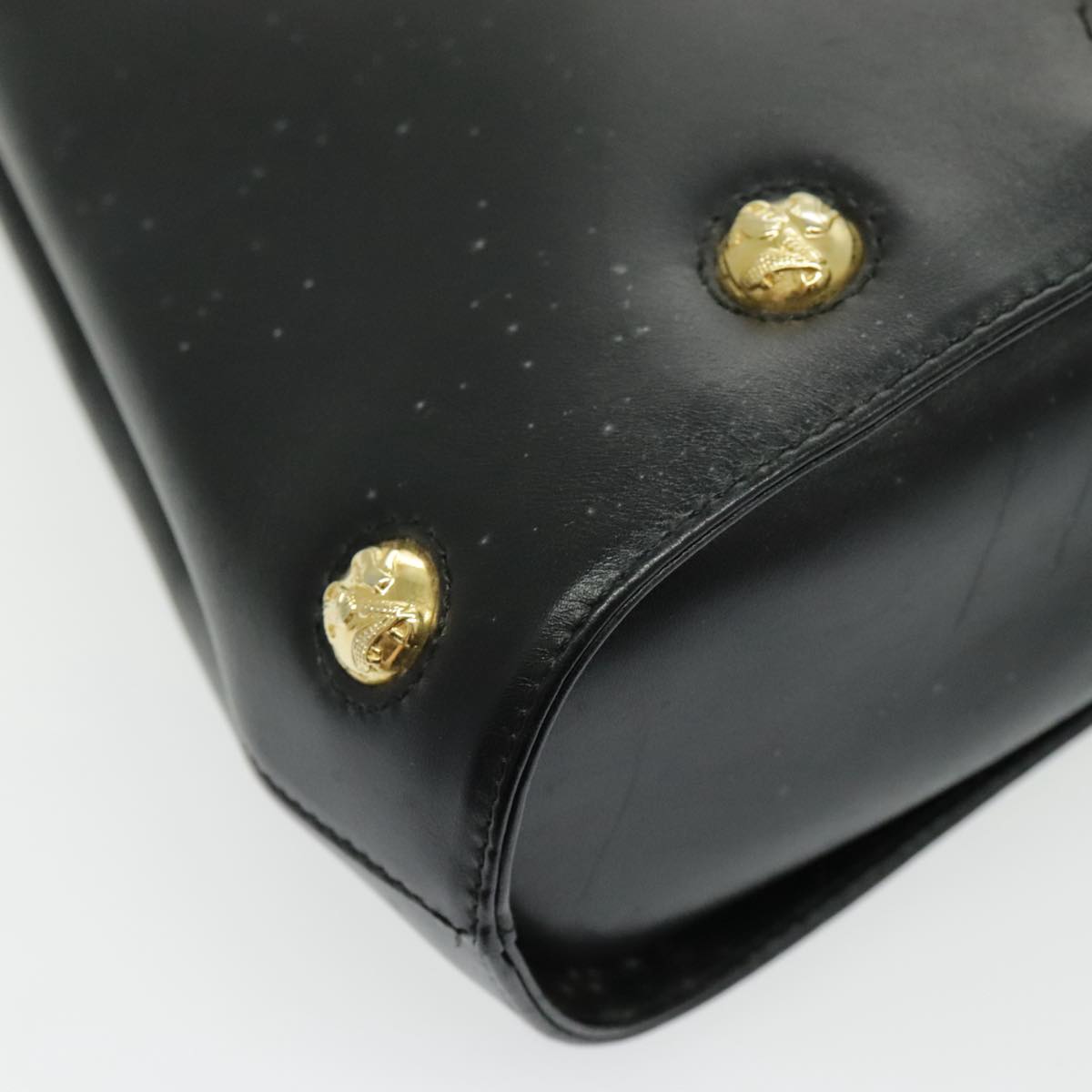 Salvatore Ferragamo Hand Bag Leather Black Gold Auth 96668